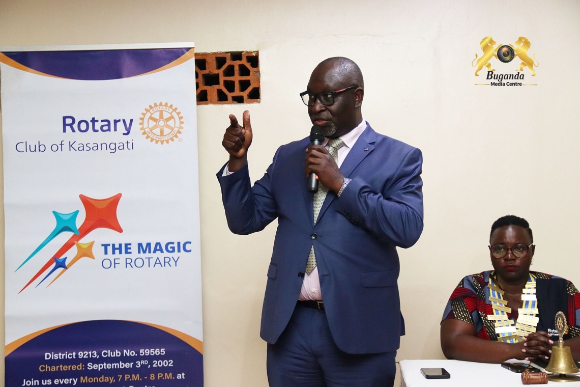 Owek. Robert Waggwa addresses Rotarians in Kasangati, urging the privileged to support the needy Owek. Robert Waggwa addresses Rotarians in Kasangati, urging the privileged to support the needy